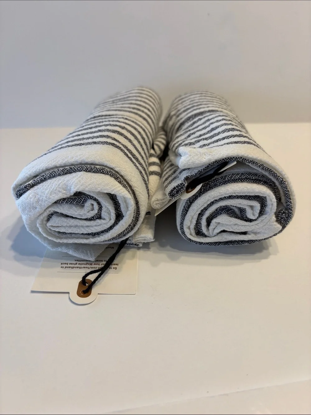 Hearth & Hand Sour Cream and Black Striped Flour Sack Kitchen Towel Set of 2